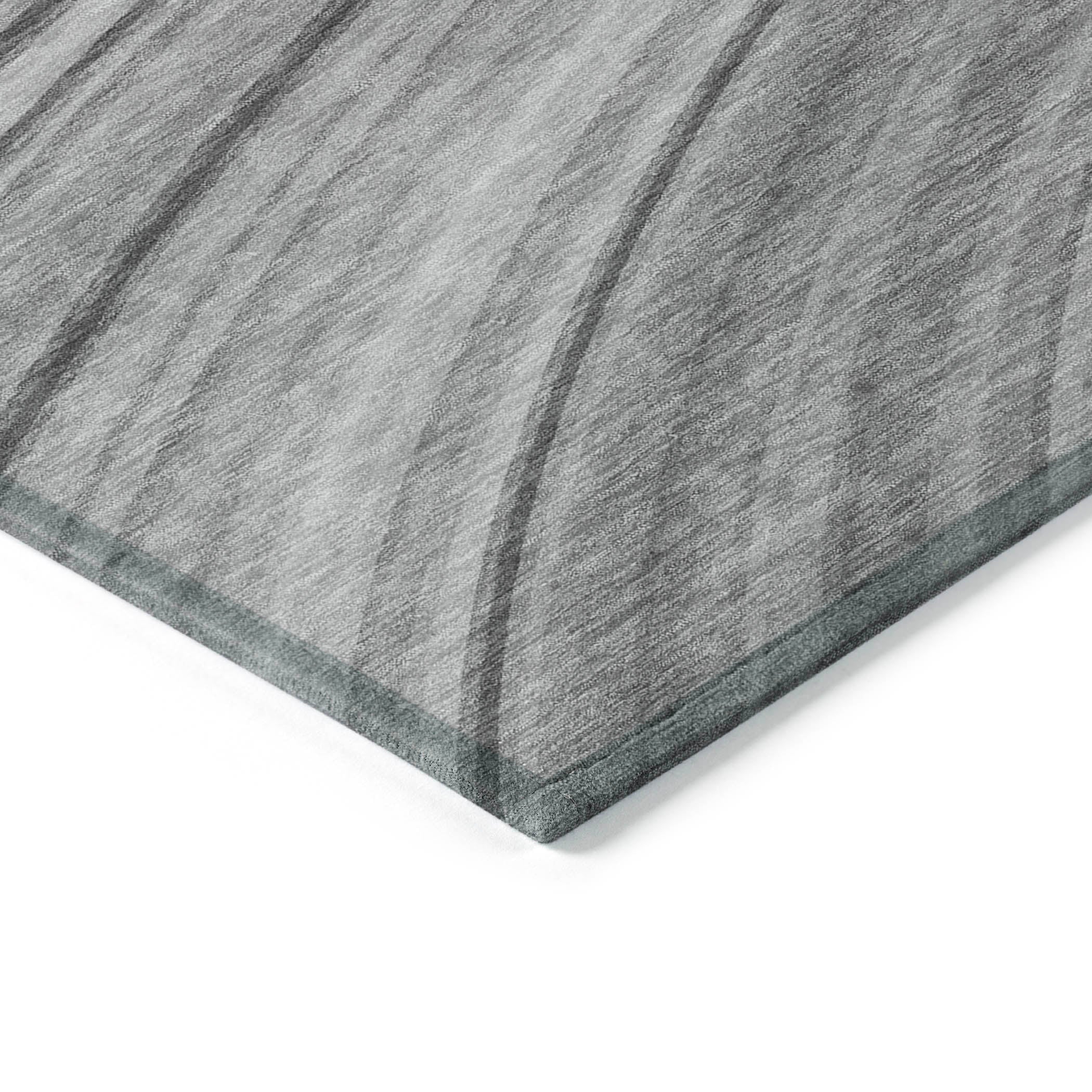 Waves Grey Washable Indoor-Outdoor Rug