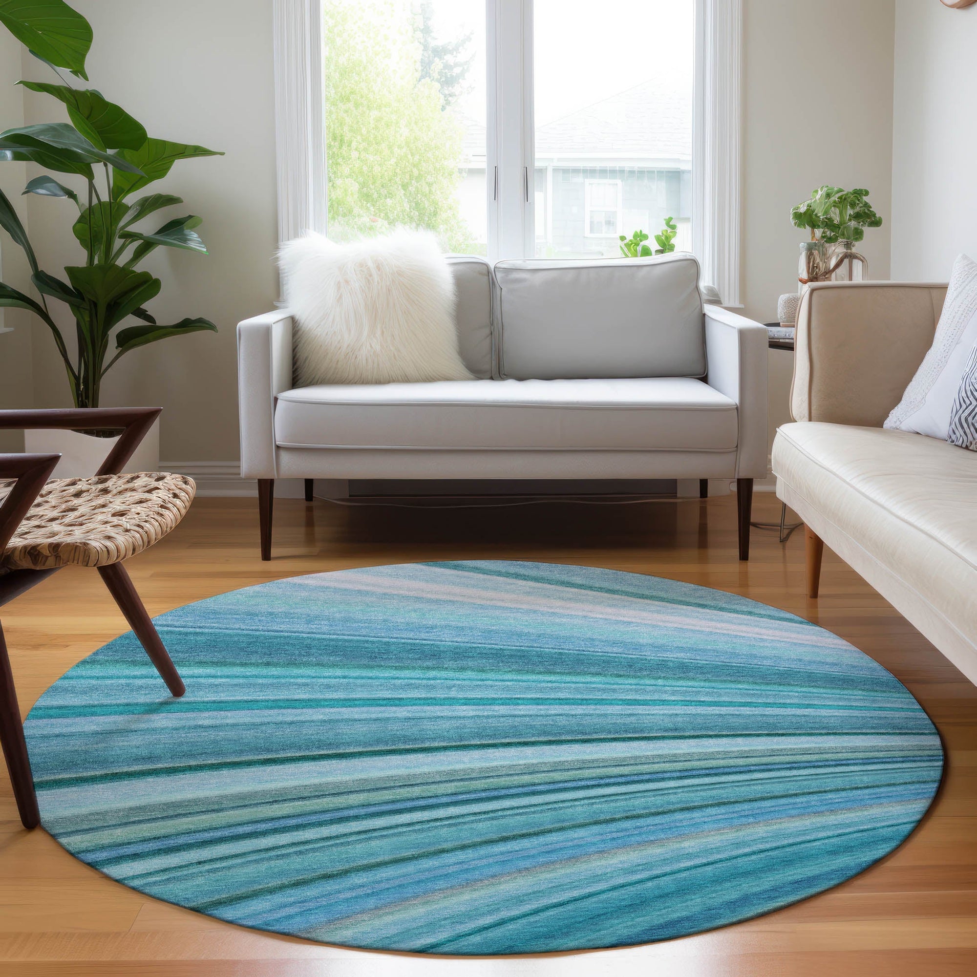 Addison Rugs Waves Teal Washable Indoor-Outdoor Rug