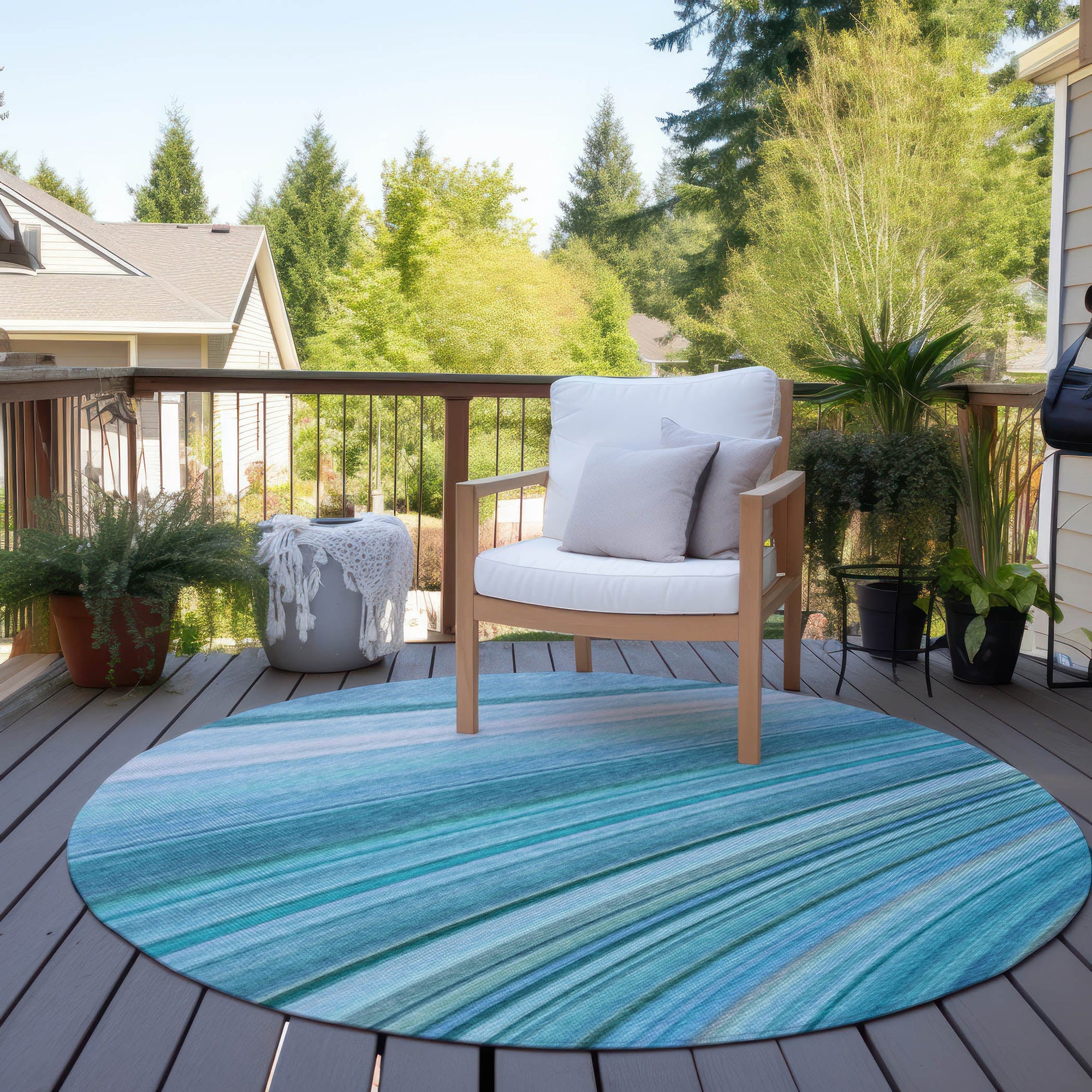 Addison Rugs Waves Teal Washable Indoor-Outdoor Rug