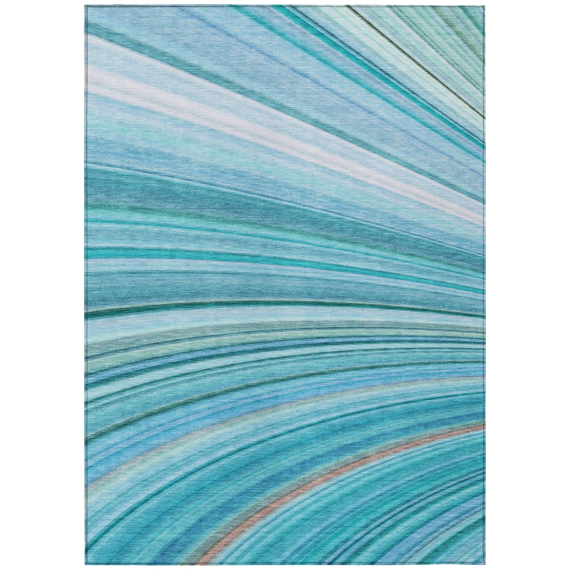 Addison Rugs Waves Teal Washable Indoor-Outdoor Rug