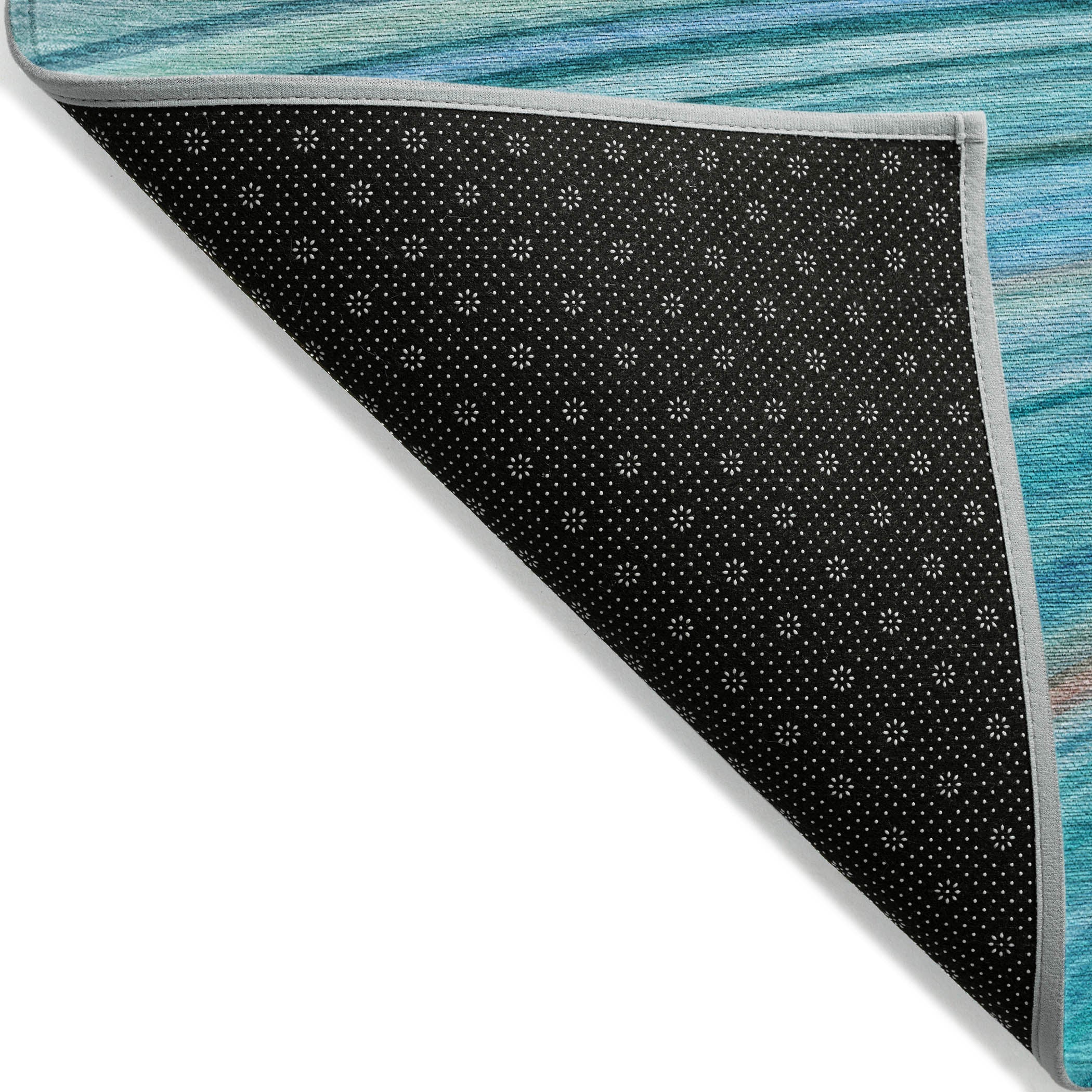Waves Teal Washable Indoor-Outdoor Rug