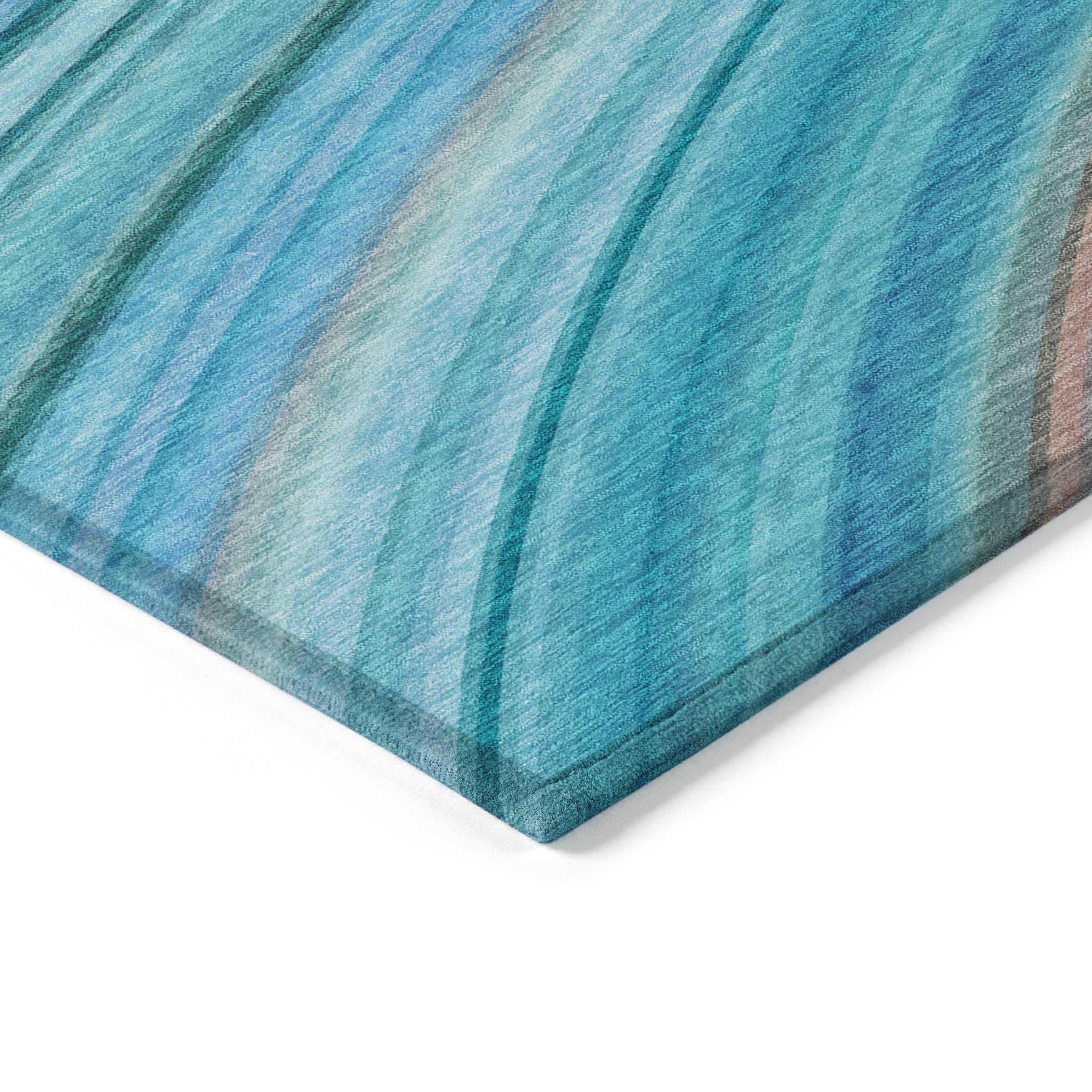 Waves Teal Washable Indoor-Outdoor Rug