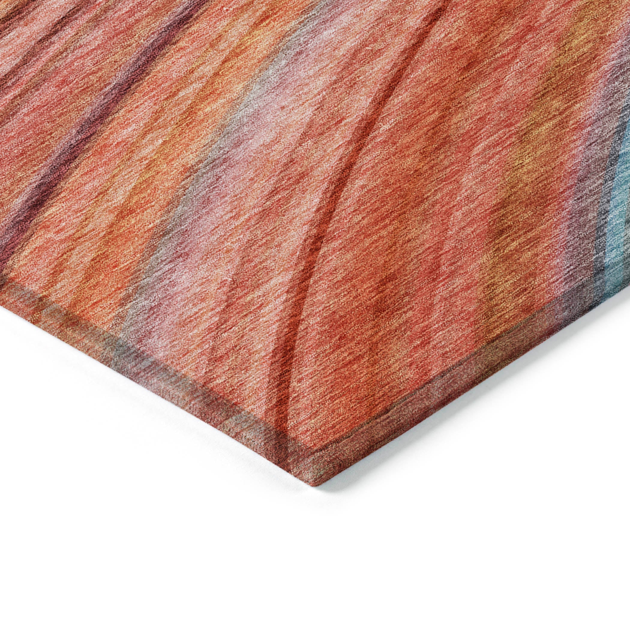 Waves Terracotta Washable Indoor-Outdoor Rug