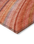 Waves Terracotta Washable Indoor-Outdoor Rug