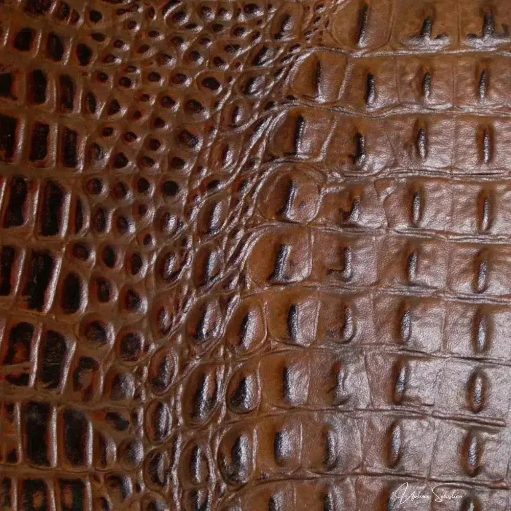 Western Leather Couch Brown Alligator Embossed Leather -- view 10