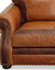 Western Leather Couch Brown Alligator Embossed Leather -- view 3