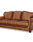 Western Leather Couch Brown Alligator Embossed Leather -- view 5