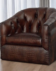 Wild Child Leather on Hide Western Swivel Club Chair