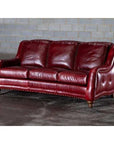 Williamsburg Burgundy Red Leather Sofa Made the USA -- view 2