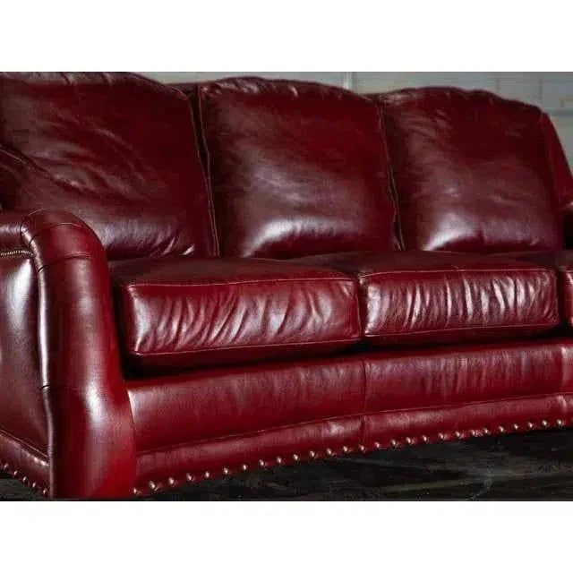 Williamsburg Burgundy Red Leather Sofa Made the USA -- view 5