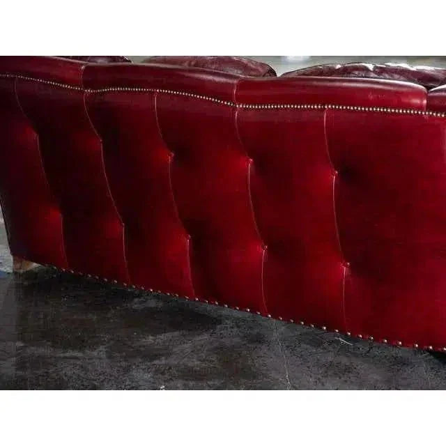 Williamsburg Burgundy Red Leather Sofa Made the USA -- view 7