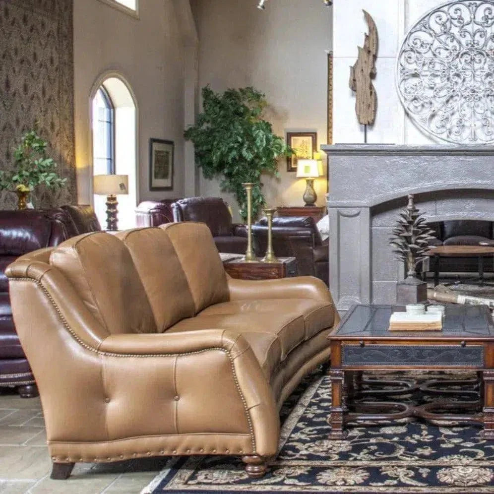Williamsburg Burgundy Red Leather Sofa Made the USA -- view 9