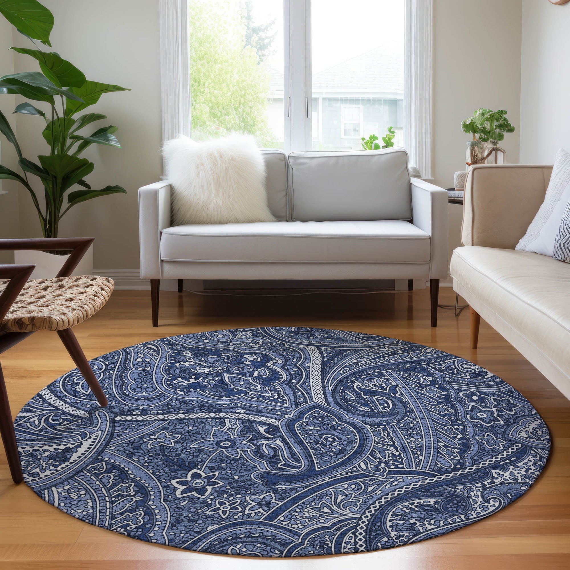 Addison Rugs Woven Blocks Blue Washable Indoor-Outdoor Rug