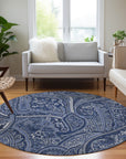 Woven Blocks Blue Washable Indoor-Outdoor Rug