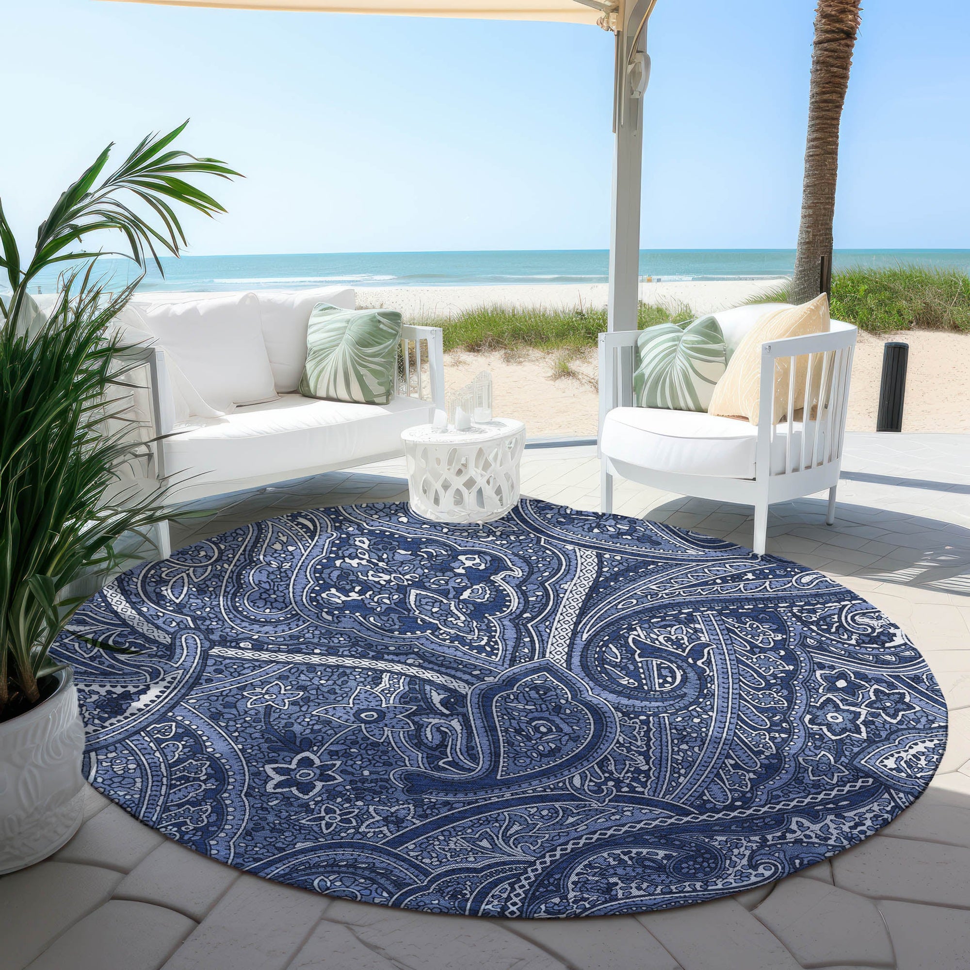 Addison Rugs Woven Blocks Blue Washable Indoor-Outdoor Rug