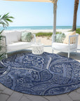 Woven Blocks Blue Washable Indoor-Outdoor Rug