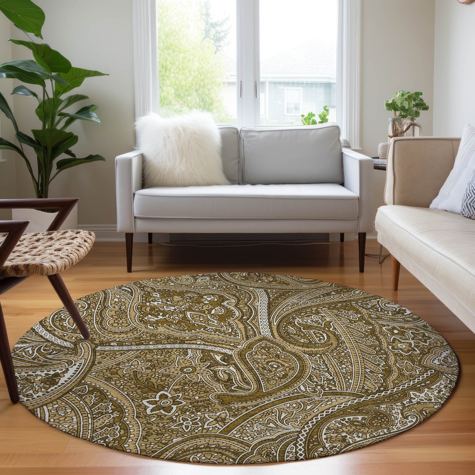 Addison Rugs Woven Blocks Brown Washable Indoor-Outdoor Rug