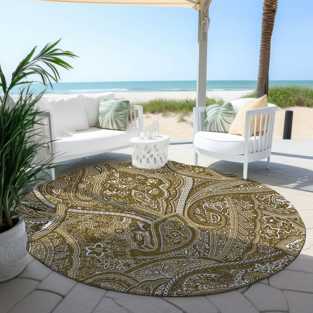 Addison Rugs Woven Blocks Brown Washable Indoor-Outdoor Rug