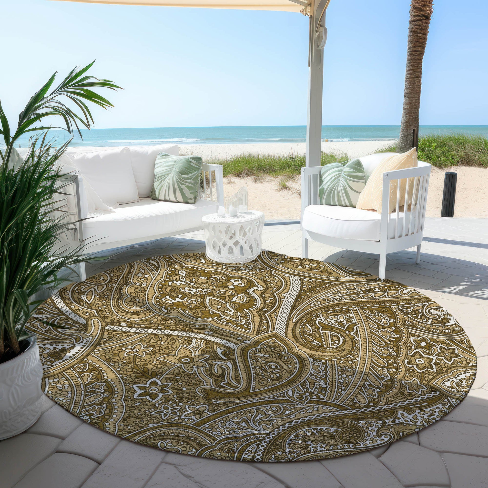 Addison Rugs Woven Blocks Brown Washable Indoor-Outdoor Rug