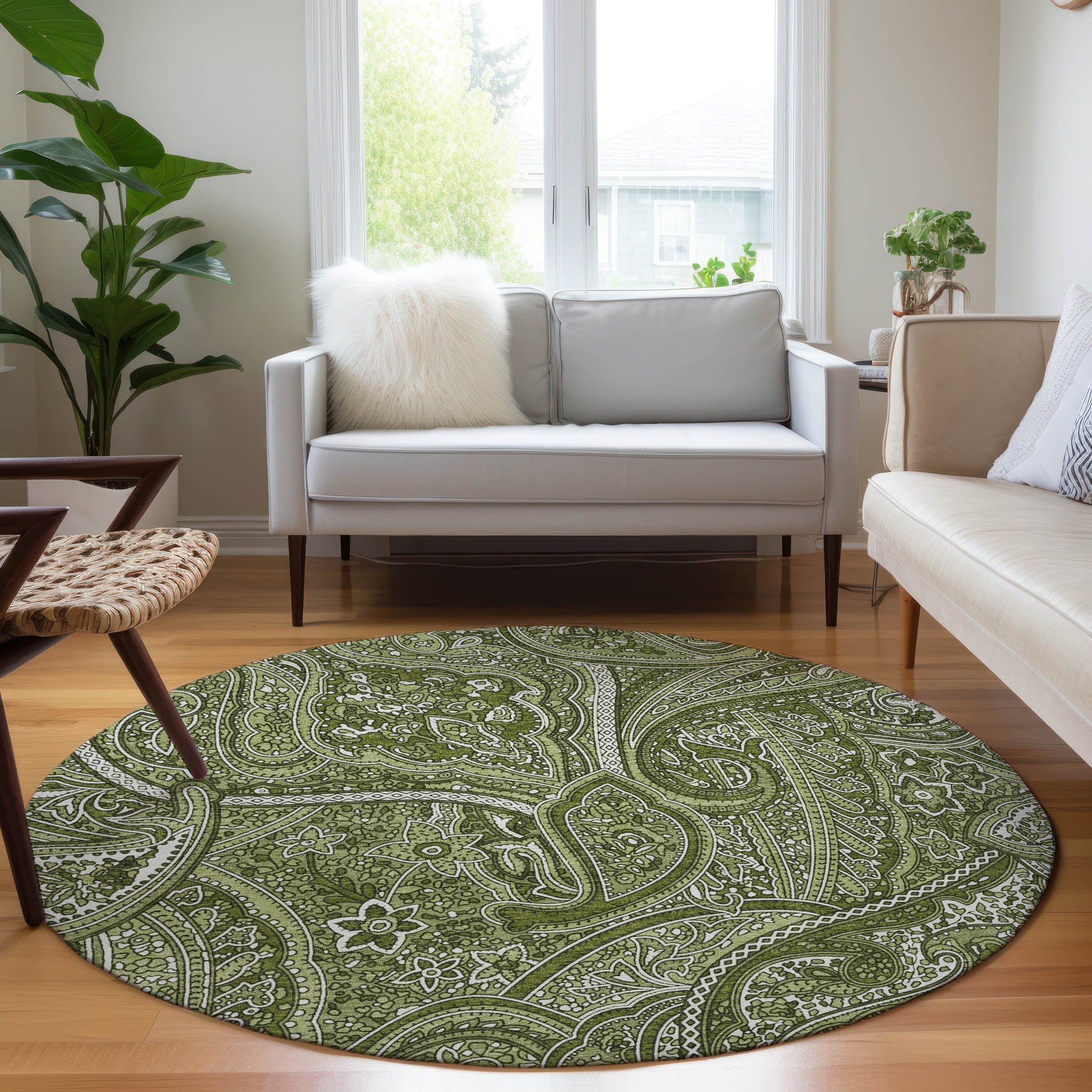 Addison Rugs Woven Blocks Green Washable Indoor-Outdoor Rug
