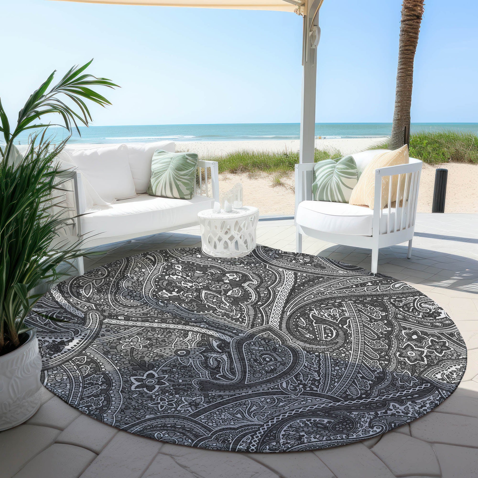 Addison Rugs Woven Blocks Grey Washable Indoor-Outdoor Rug
