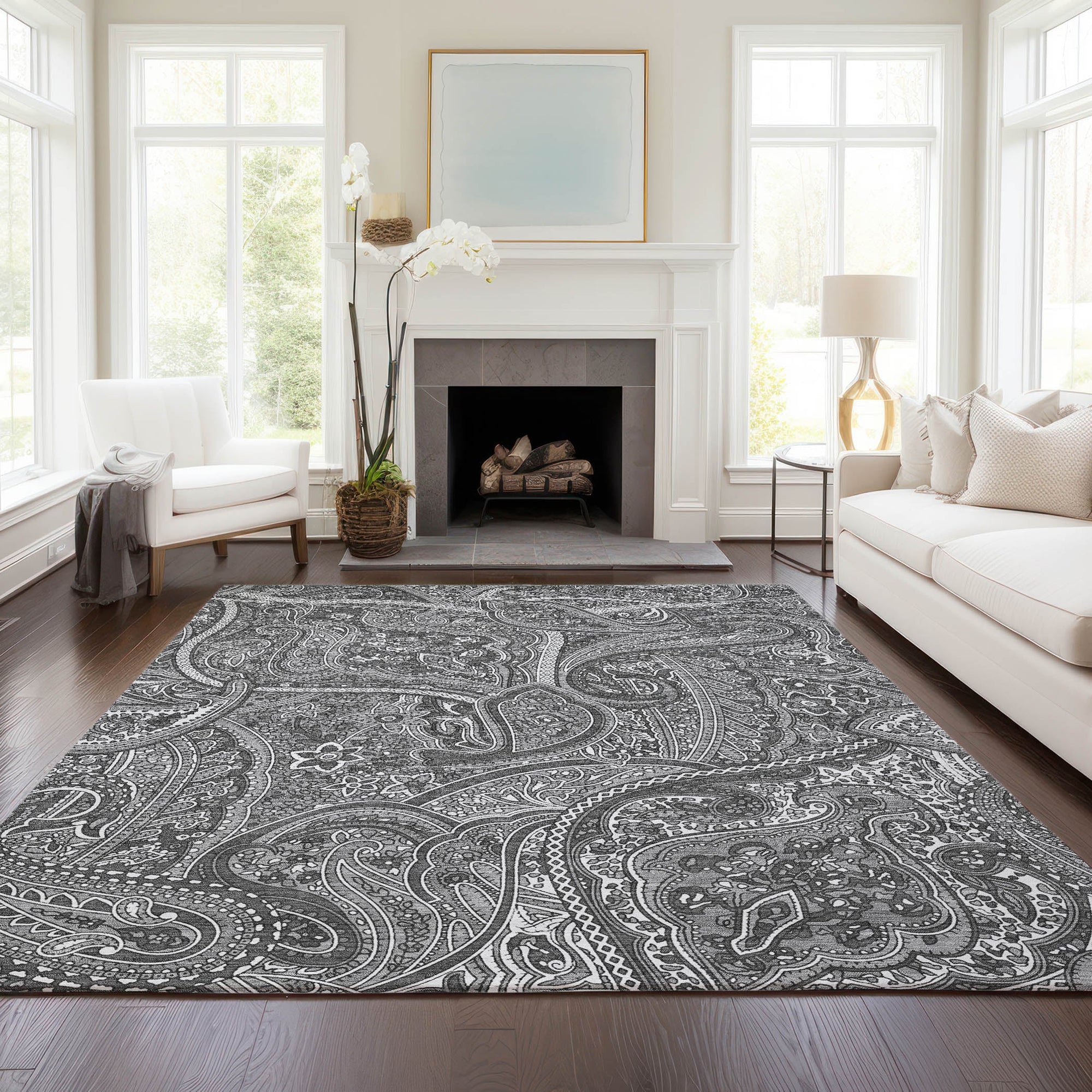 Addison Rugs Woven Blocks Grey Washable Indoor-Outdoor Rug