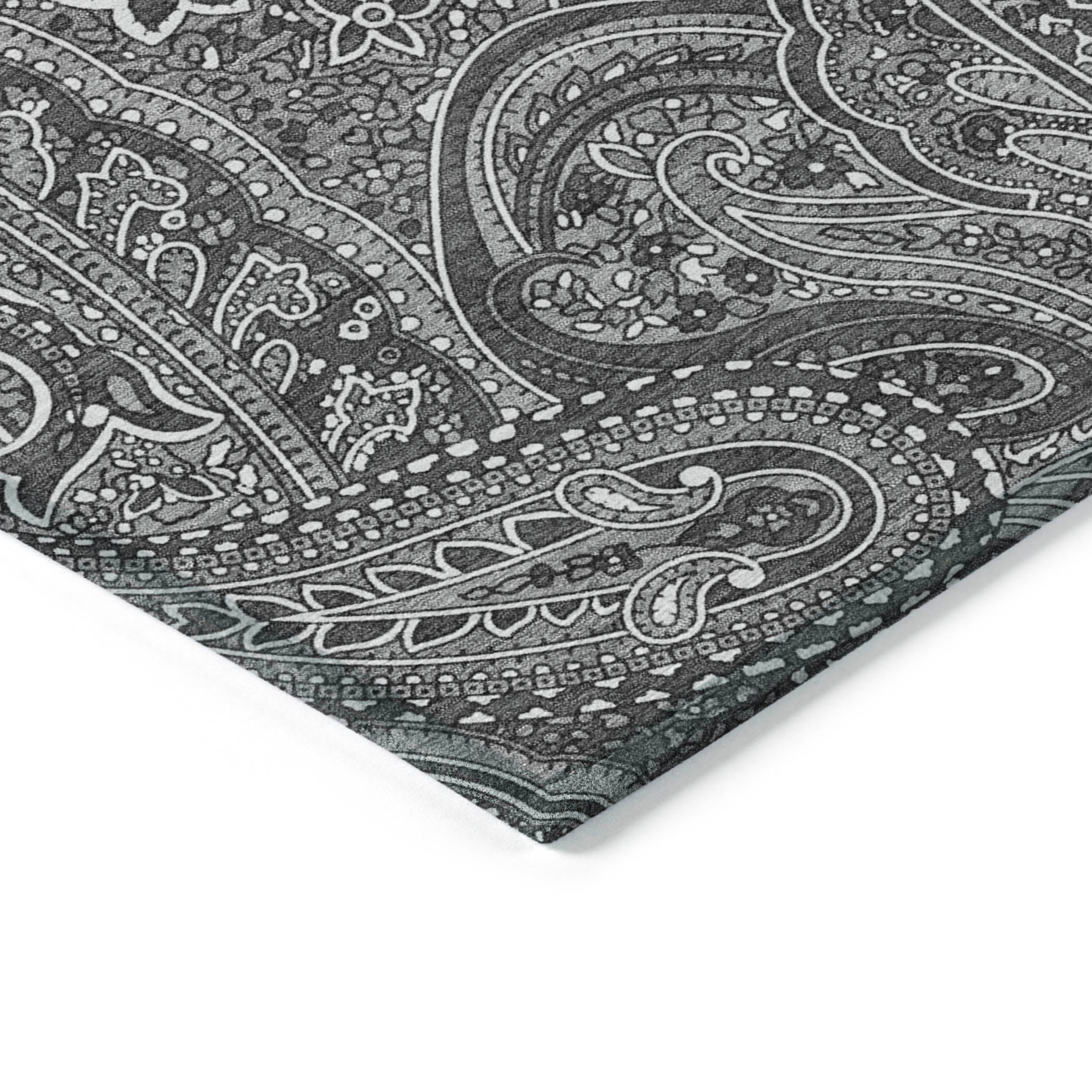 Woven Blocks Grey Washable Indoor-Outdoor Rug