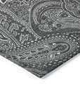 Woven Blocks Grey Washable Indoor-Outdoor Rug