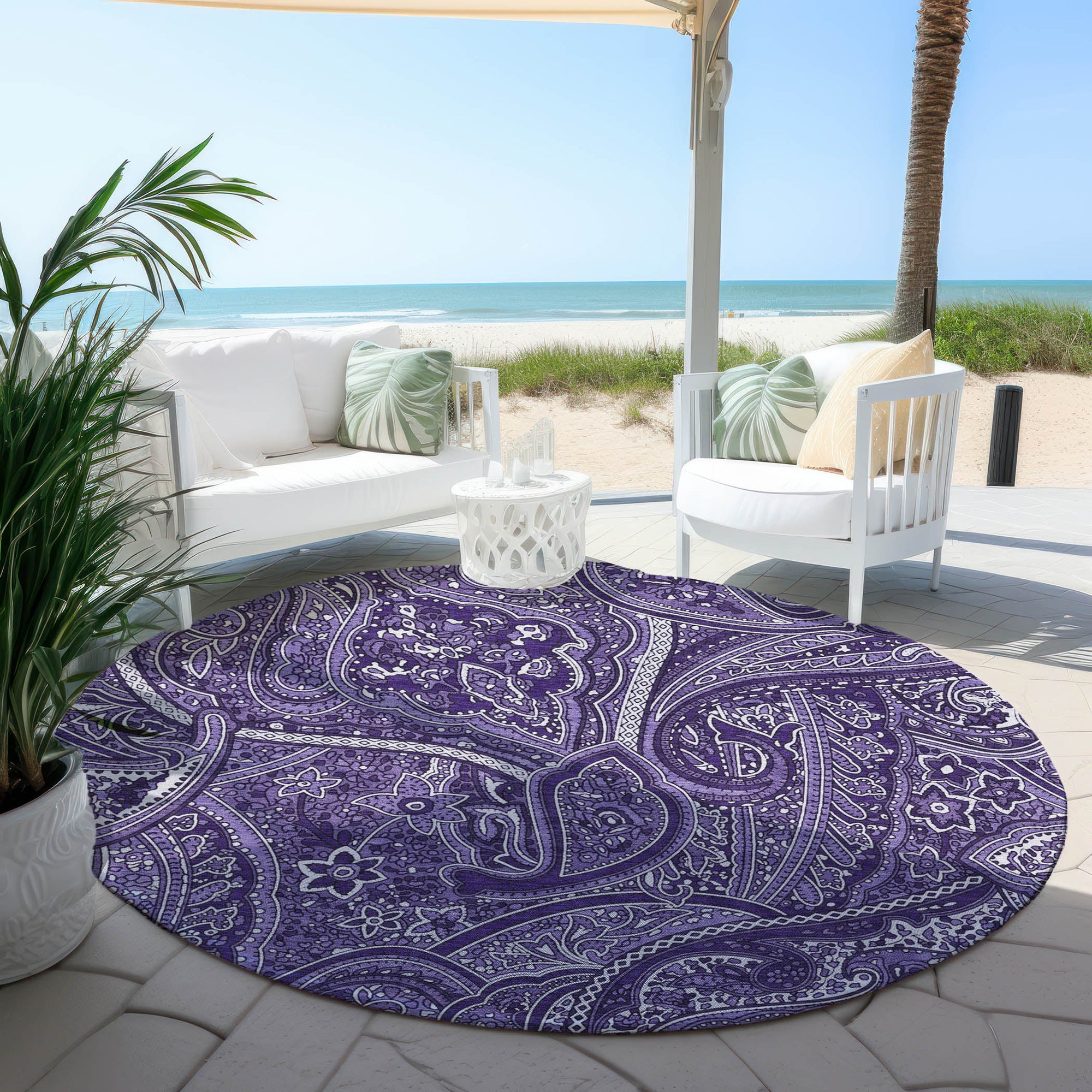 Addison Rugs Woven Blocks Purple Washable Indoor-Outdoor Rug