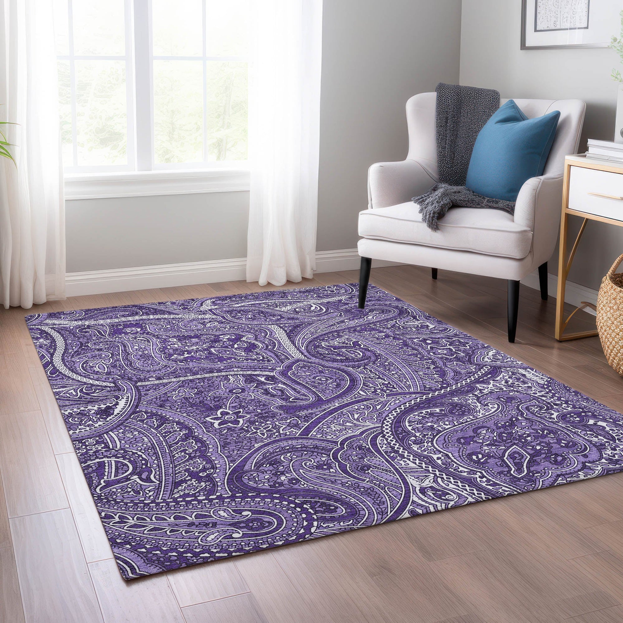 Addison Rugs Woven Blocks Purple Washable Indoor-Outdoor Rug