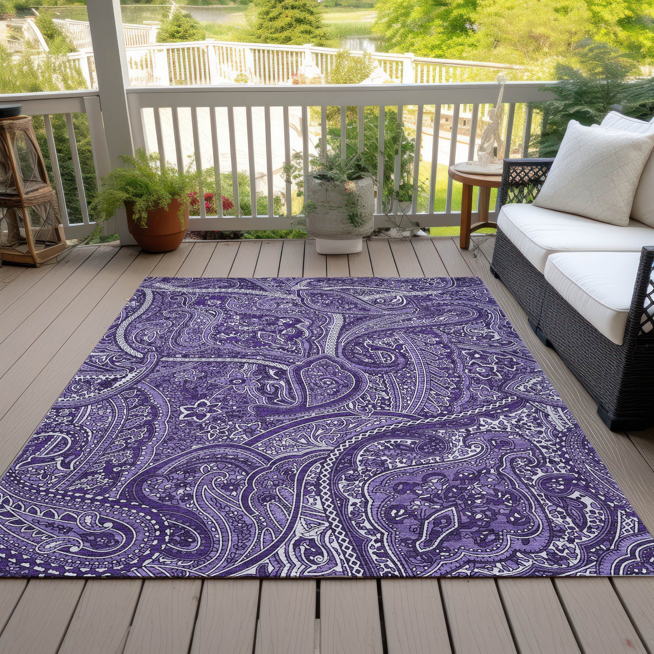 Woven Blocks Purple Washable Indoor-Outdoor Rug
