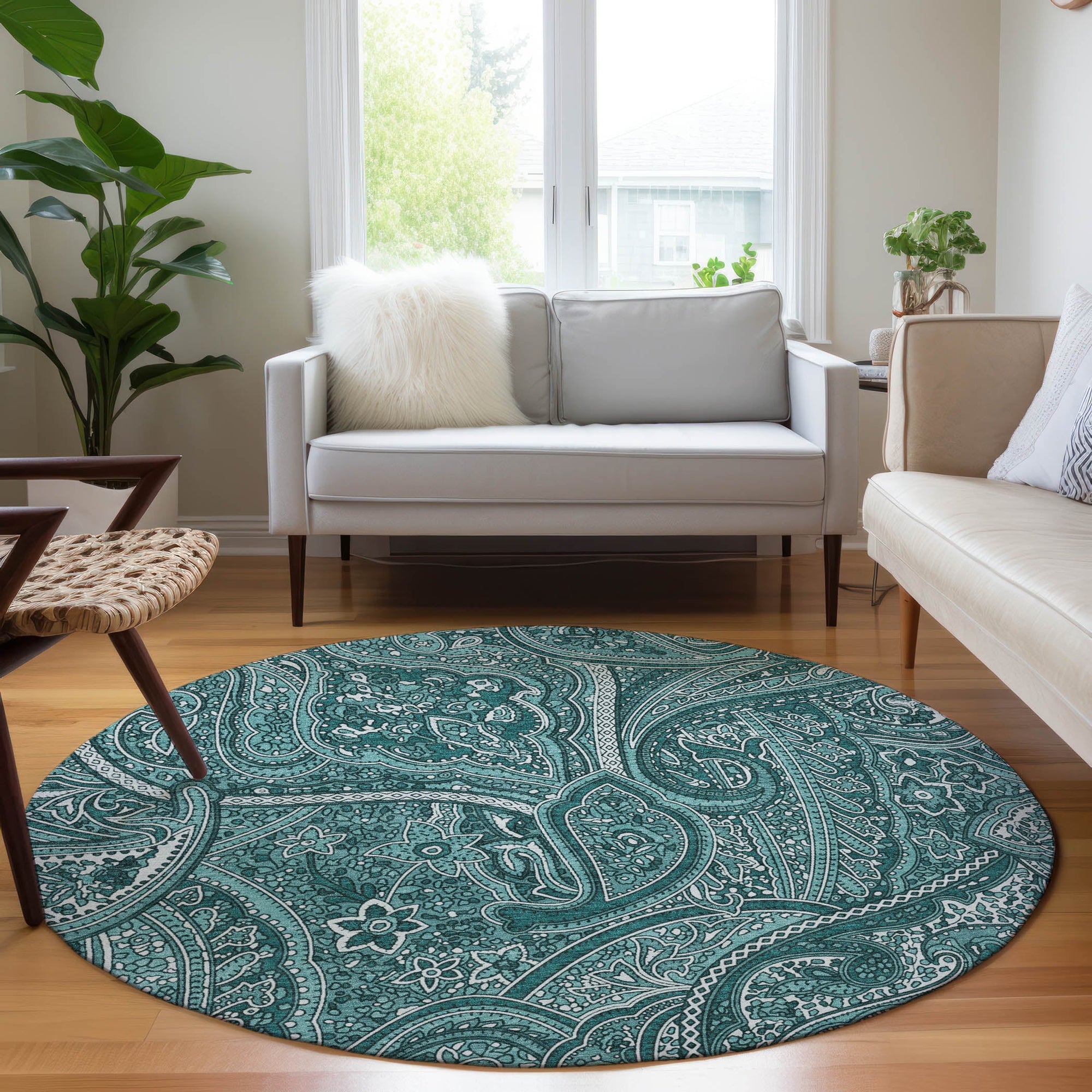 Addison Rugs Woven Blocks Teal Washable Indoor-Outdoor Rug