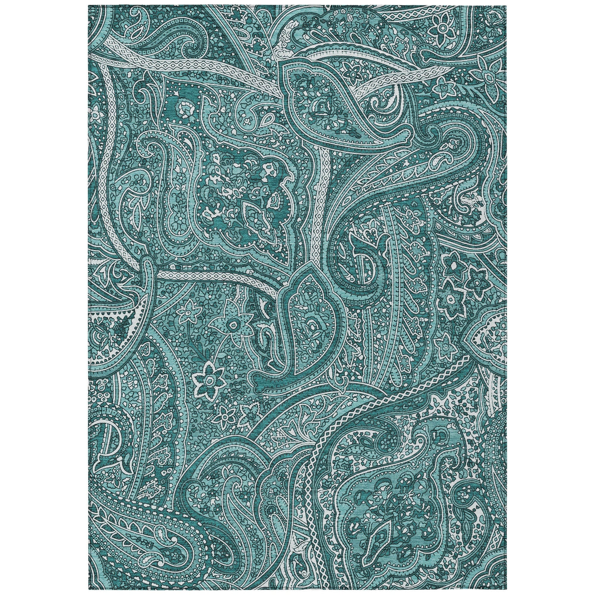 Addison Rugs Woven Blocks Teal Washable Indoor-Outdoor Rug