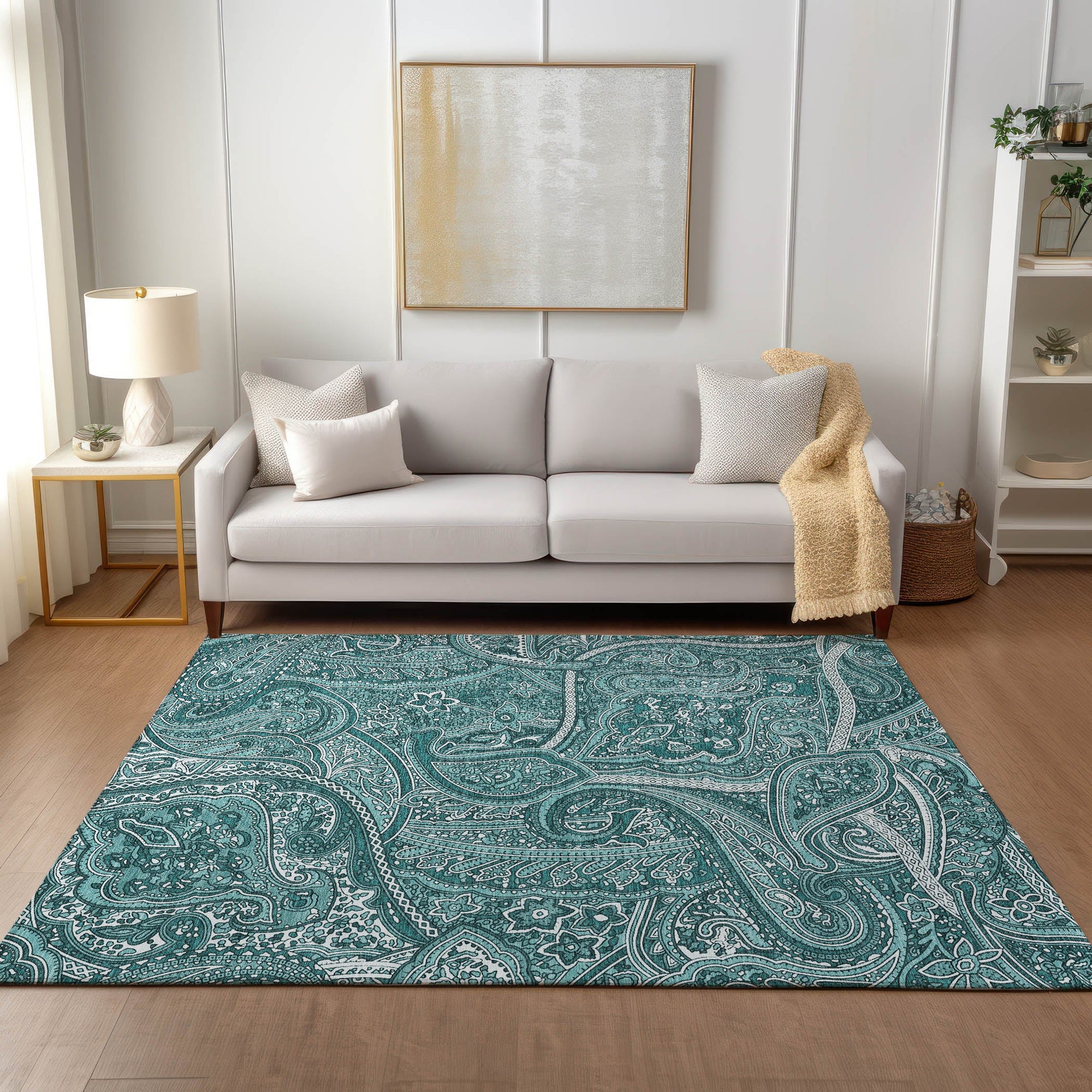 Addison Rugs Woven Blocks Teal Washable Indoor-Outdoor Rug