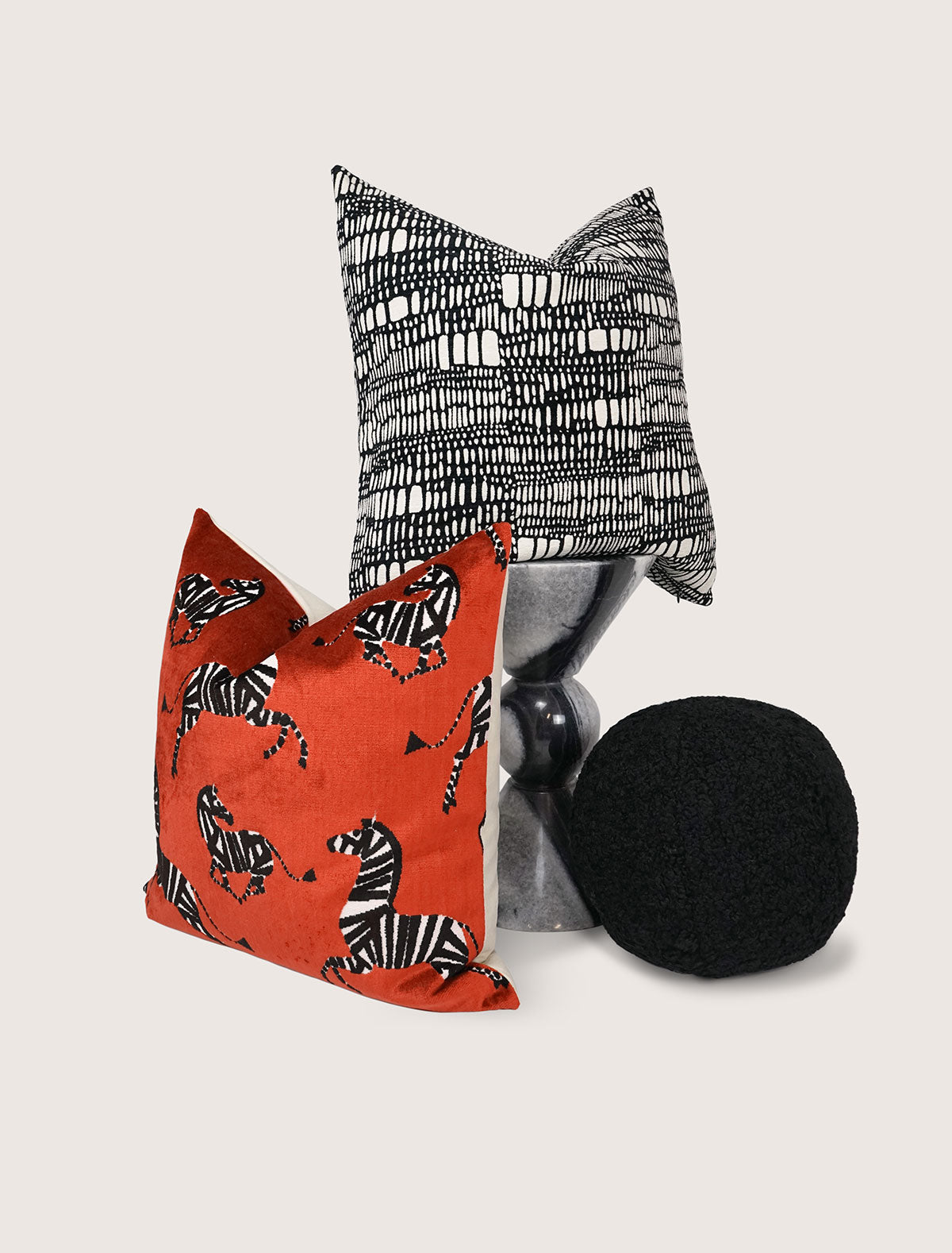 D.V. Kap Poodle Ball Black Throw Pillow With Insert