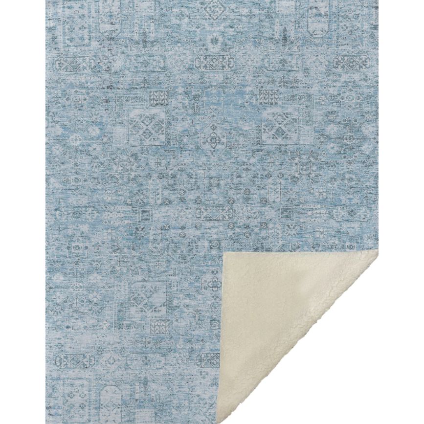 Parallel Bands Blue Washable Indoor-Outdoor Rug