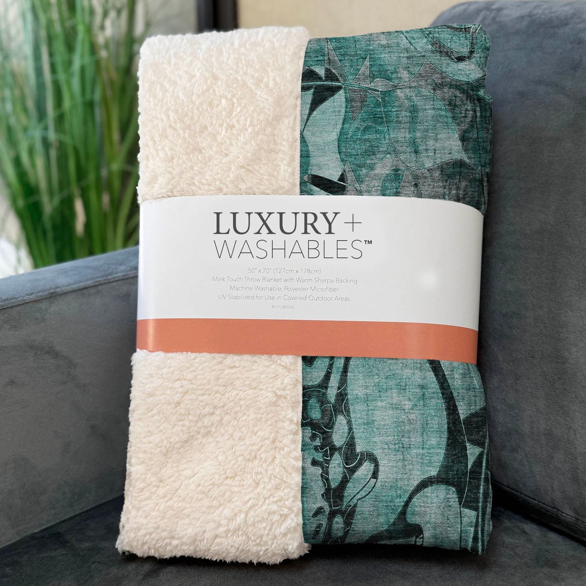 Floral Teal Washable Indoor-Outdoor Rug