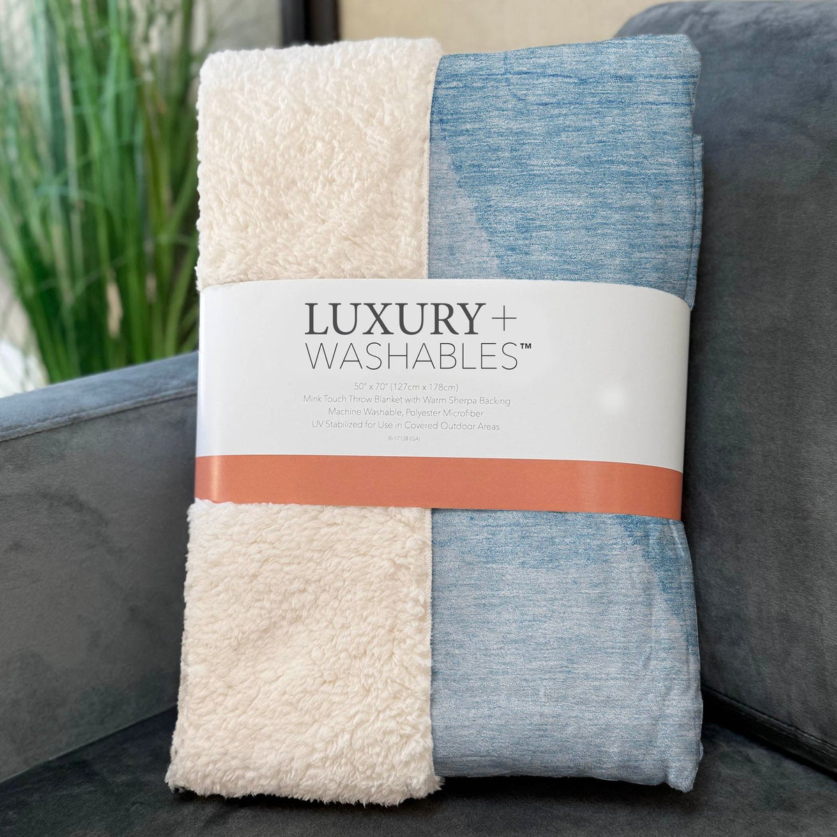 Modern Blue Washable Indoor-Outdoor Rug