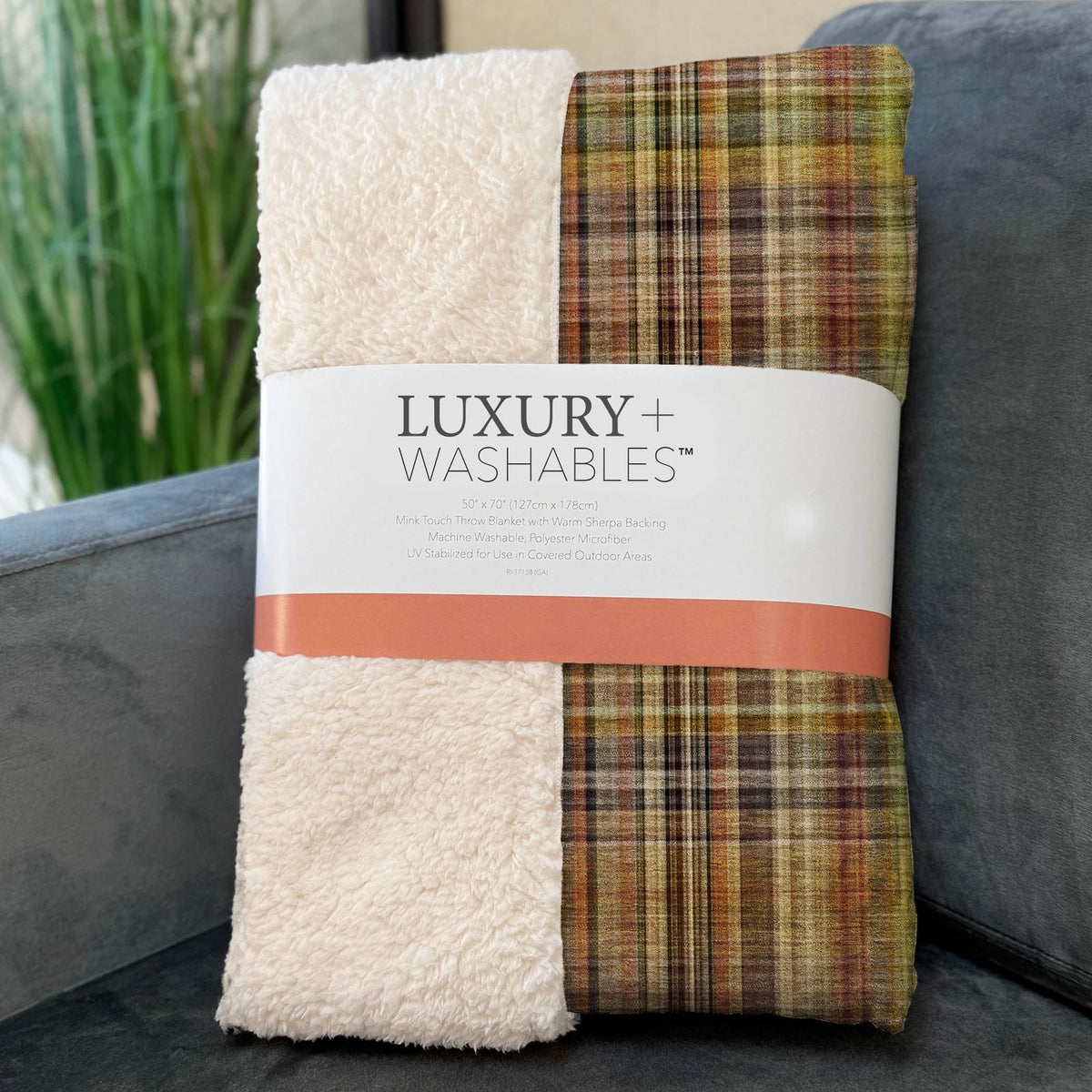 Plaid Paprika Washable Indoor-Outdoor Rug