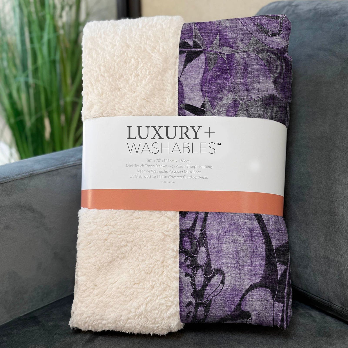 Floral Purple Washable Indoor-Outdoor Rug