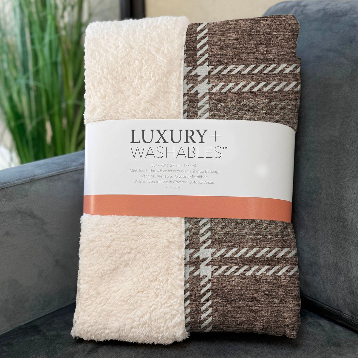 Spiral Whispers Brown Washable Indoor-Outdoor Rug