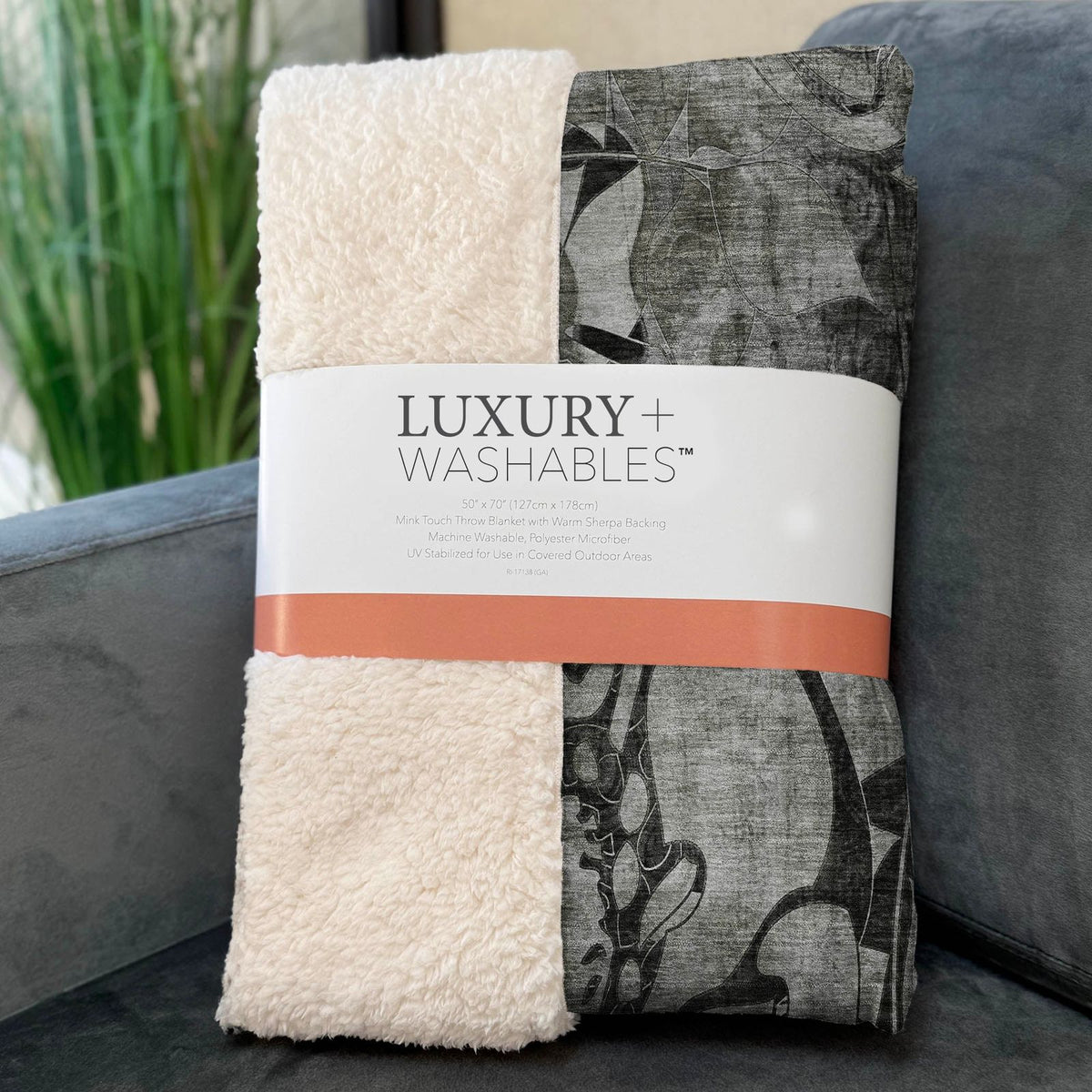 Floral Grey Washable Indoor-Outdoor Rug