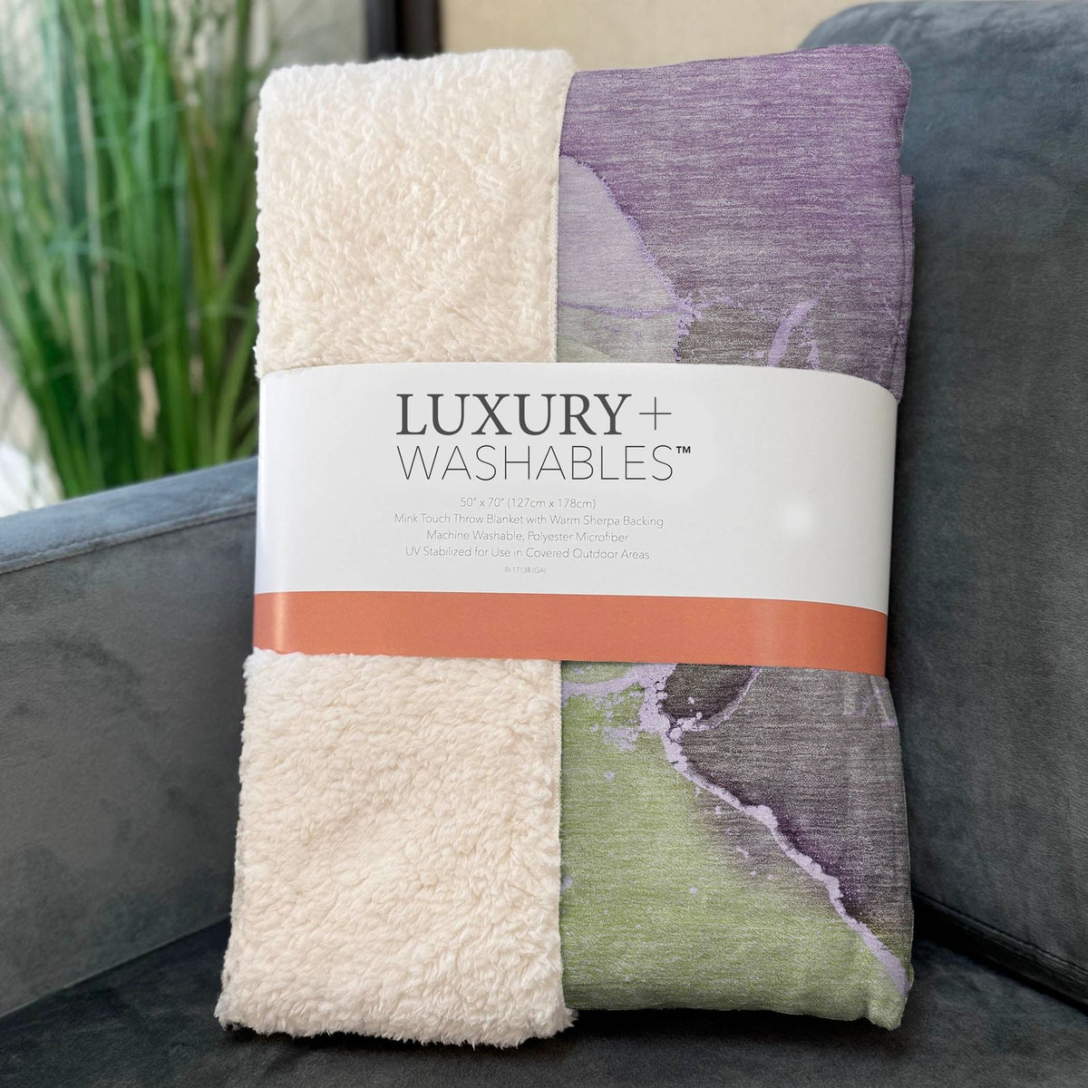Muted Whispers Purple Washable Indoor-Outdoor Rug
