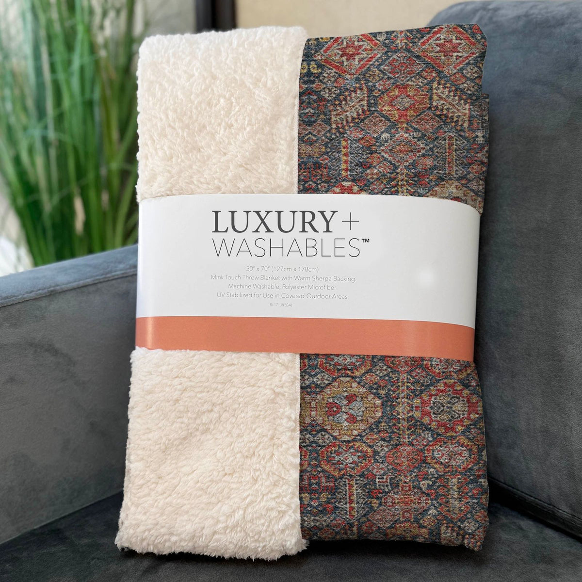 Bohemian Red Washable Indoor-Outdoor Rug