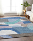 Aeleth Blue Washable Indoor - Outdoor Rug - LOOMLAN - LOOMLAN Rugs - Outdoor Rugs