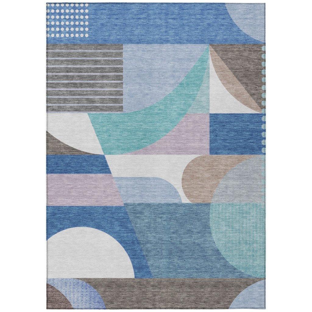 Aeleth Blue Washable Indoor - Outdoor Rug - LOOMLAN - LOOMLAN Rugs - Outdoor Rugs