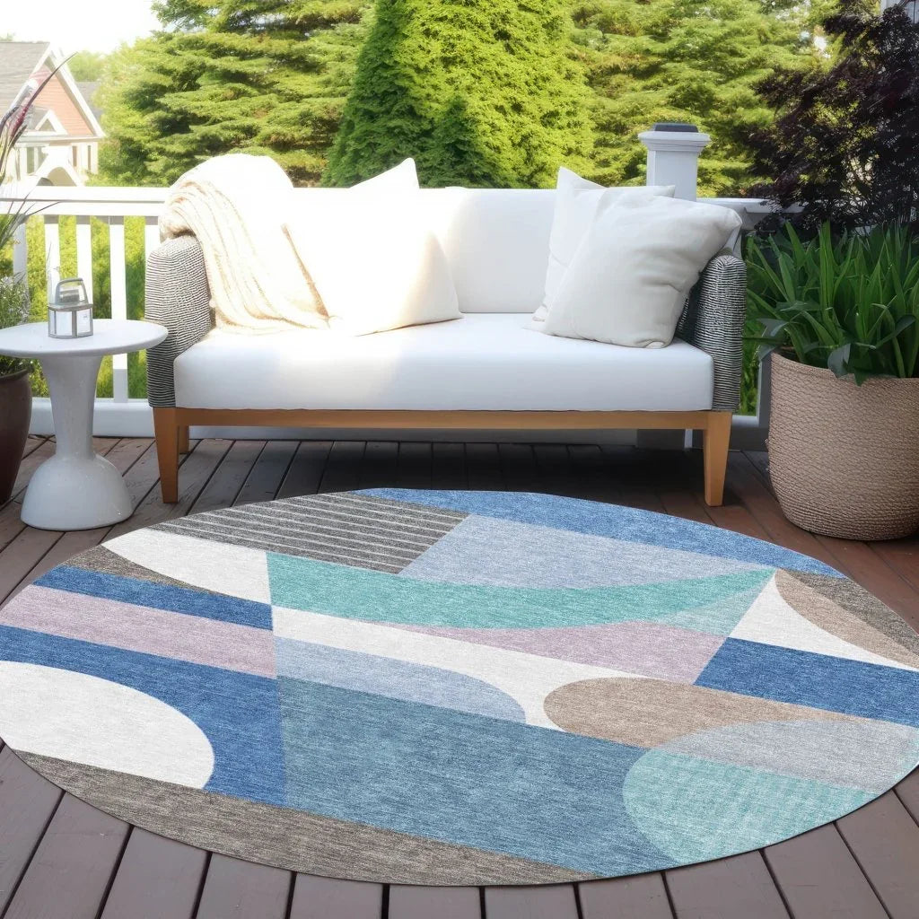 Aeleth Blue Washable Indoor - Outdoor Rug - LOOMLAN - LOOMLAN Rugs - Outdoor Rugs