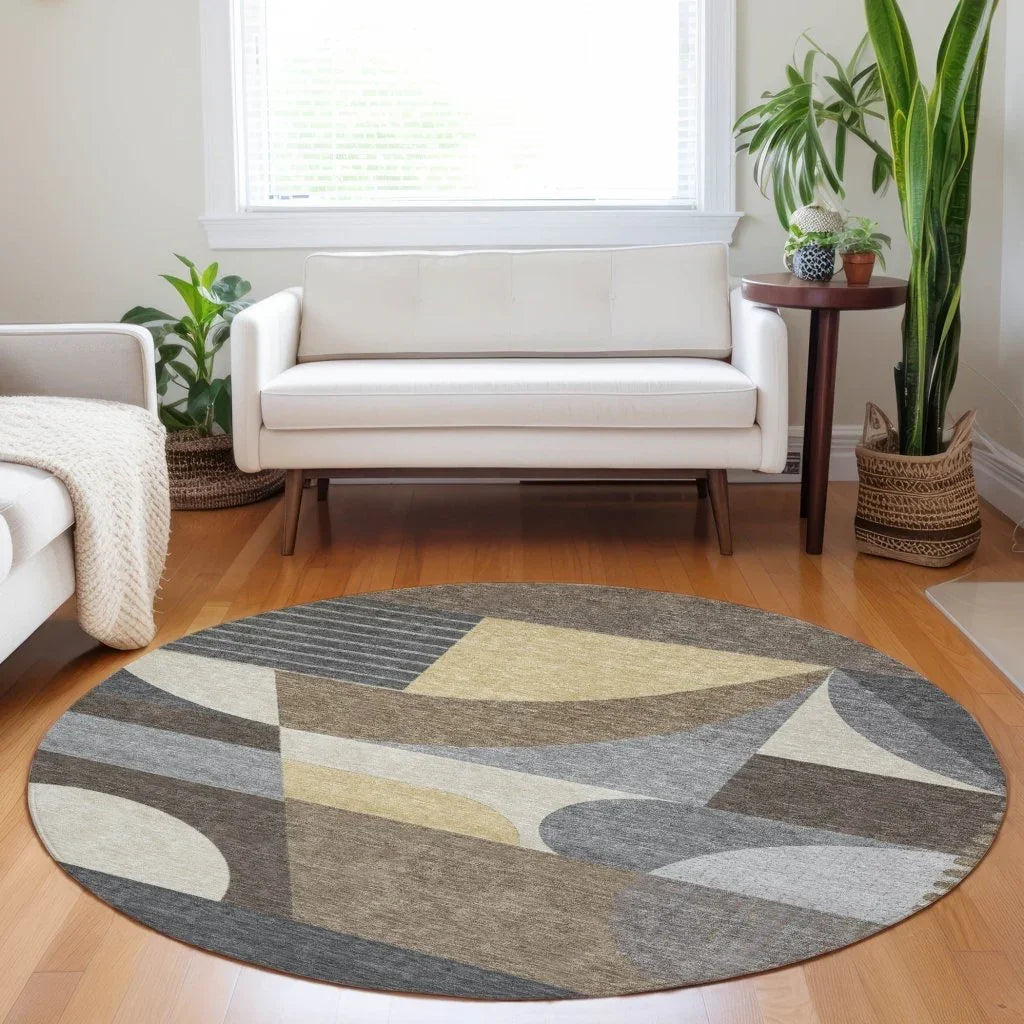 Aeleth Brown Washable Indoor - Outdoor Rug - LOOMLAN - LOOMLAN Rugs - Outdoor Rugs