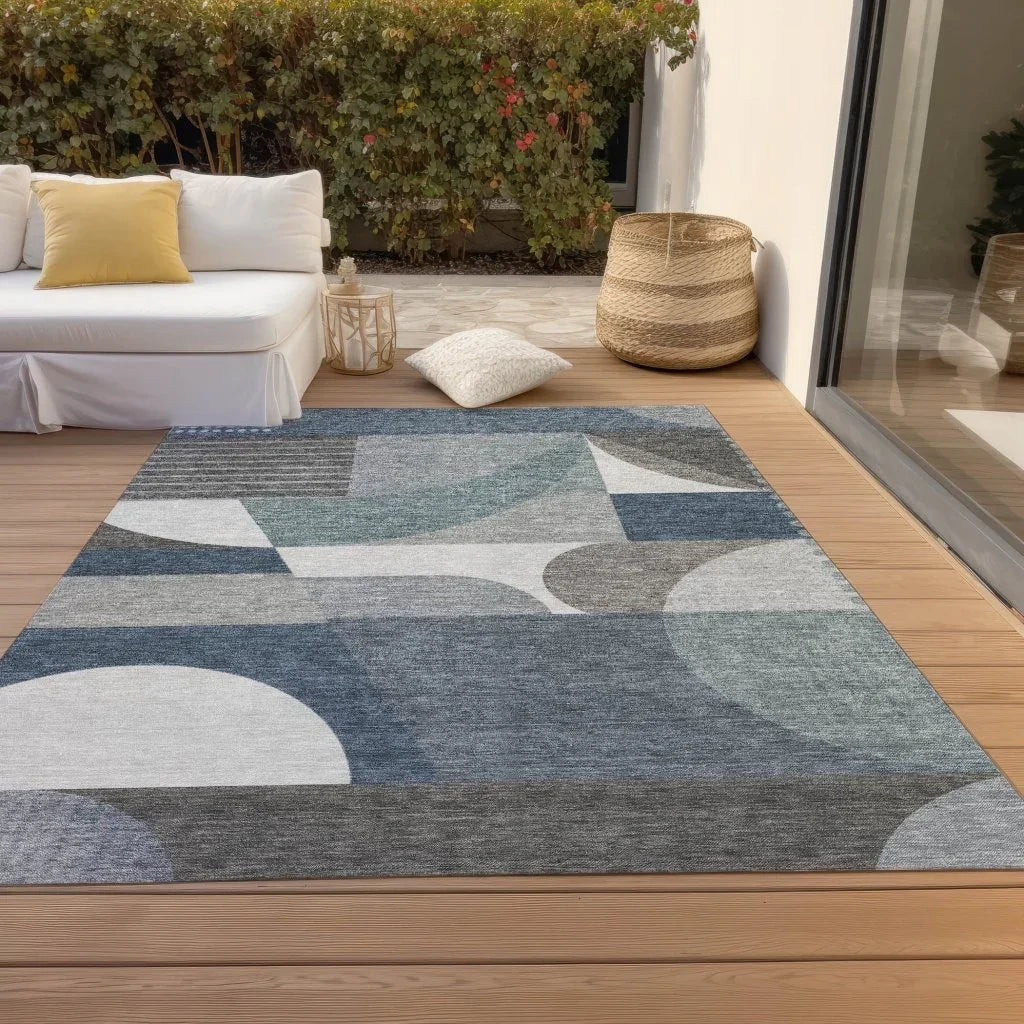 Aeleth Gray Washable Indoor - Outdoor Rug - LOOMLAN - LOOMLAN Rugs - Outdoor Rugs