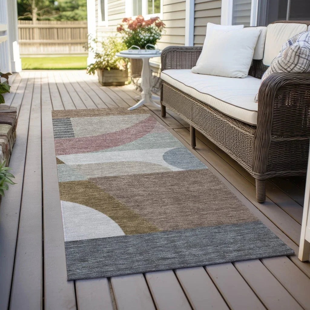 Aeleth Mocha Washable Indoor - Outdoor Rug - LOOMLAN - LOOMLAN Rugs - Outdoor Rugs